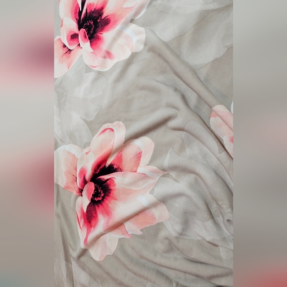 Calvin Klein Tan And Pink Floral Ruched Sleeveless  Summer Top Nordstrom - Picture 3 of 4